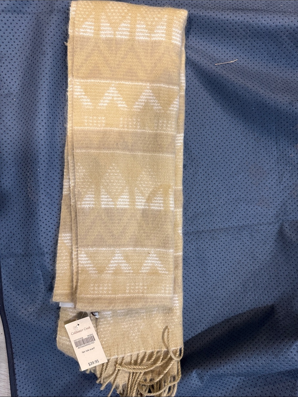 Calvin Klein Beige and White Patterned Scarf Wrap